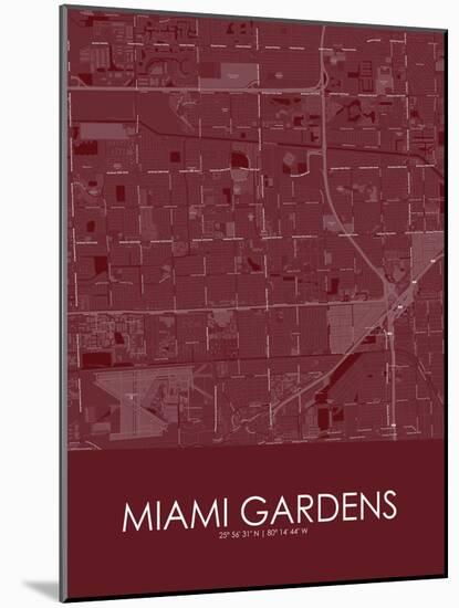 Miami Gardens, United States of America Red Map-null-Mounted Poster