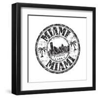 Miami Grunge Rubber Stamp-oxlock-Framed Art Print