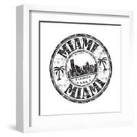 Miami Grunge Rubber Stamp-oxlock-Framed Art Print