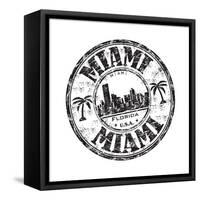 Miami Grunge Rubber Stamp-oxlock-Framed Stretched Canvas