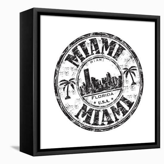 Miami Grunge Rubber Stamp-oxlock-Framed Stretched Canvas