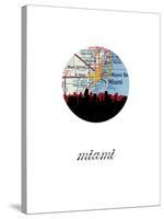Miami Map Skyline-Paperfinch 0-Stretched Canvas