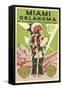 Miami, Oklahoma Travel Poster, Plains Indian, Route 66-null-Framed Stretched Canvas