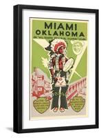 Miami, Oklahoma Travel Poster, Plains Indian, Route 66-null-Framed Art Print