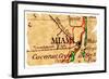 Miami Old Map-Pontuse-Framed Art Print