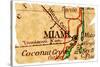 Miami Old Map-Pontuse-Stretched Canvas