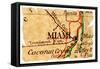 Miami Old Map-Pontuse-Framed Stretched Canvas