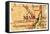 Miami Old Map-Pontuse-Framed Stretched Canvas