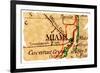 Miami Old Map-Pontuse-Framed Art Print