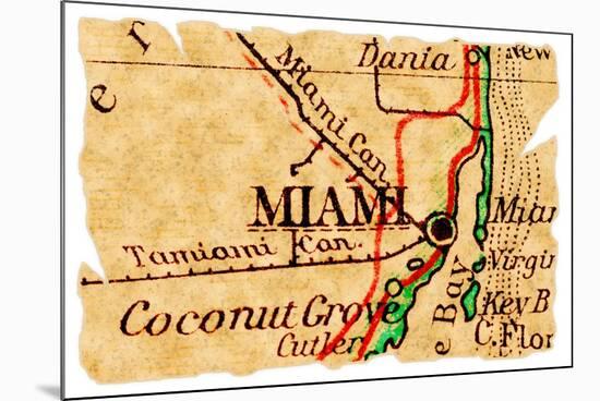 Miami Old Map-Pontuse-Mounted Art Print