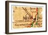 Miami Old Map-Pontuse-Framed Art Print