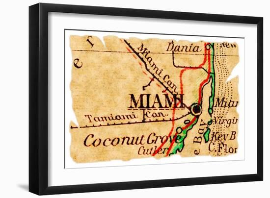 Miami Old Map-Pontuse-Framed Art Print