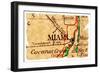 Miami Old Map-Pontuse-Framed Art Print