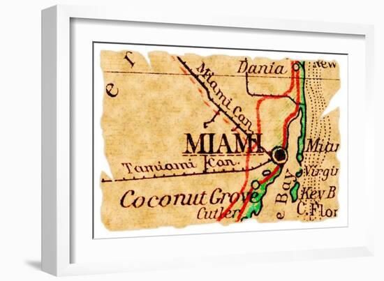 Miami Old Map-Pontuse-Framed Art Print