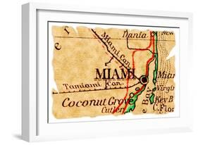 Miami Old Map-Pontuse-Framed Art Print