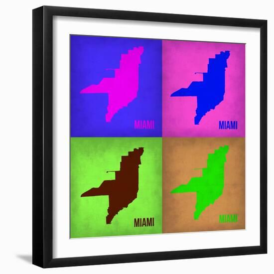 Miami Pop Art Map 1-NaxArt-Framed Art Print