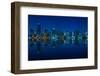 Miami Skyline at Night - Panoramic Image with Beautiful Water Reflections-badboo-Framed Photographic Print