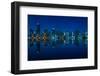 Miami Skyline at Night - Panoramic Image with Beautiful Water Reflections-badboo-Framed Photographic Print