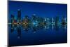 Miami Skyline at Night - Panoramic Image with Beautiful Water Reflections-badboo-Mounted Photographic Print