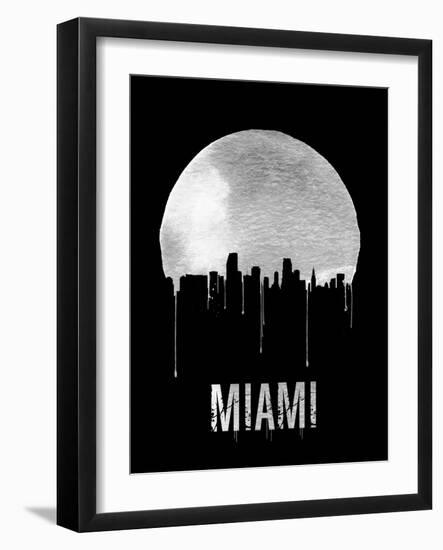 Miami Skyline Black-null-Framed Art Print