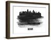 Miami Skyline Brush Stroke - Black II-NaxArt-Framed Art Print
