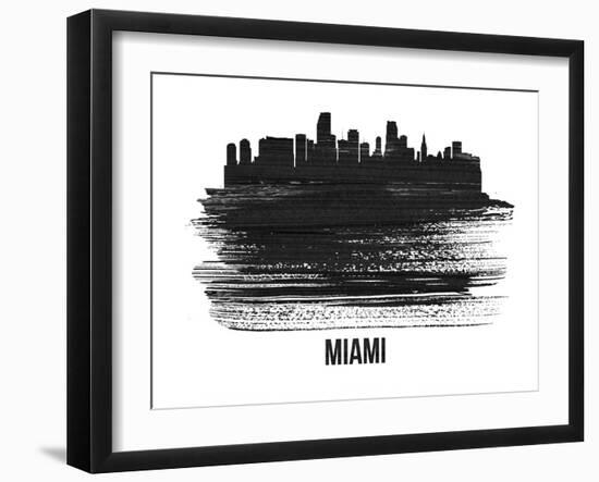 Miami Skyline Brush Stroke - Black II-NaxArt-Framed Art Print