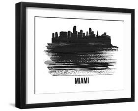 Miami Skyline Brush Stroke - Black II-NaxArt-Framed Art Print