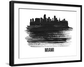 Miami Skyline Brush Stroke - Black II-NaxArt-Framed Art Print