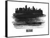 Miami Skyline Brush Stroke - Black II-NaxArt-Framed Stretched Canvas
