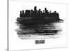Miami Skyline Brush Stroke - Black II-NaxArt-Stretched Canvas