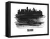 Miami Skyline Brush Stroke - Black II-NaxArt-Framed Stretched Canvas