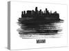 Miami Skyline Brush Stroke - Black II-NaxArt-Stretched Canvas