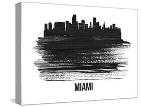 Miami Skyline Brush Stroke - Black II-NaxArt-Stretched Canvas