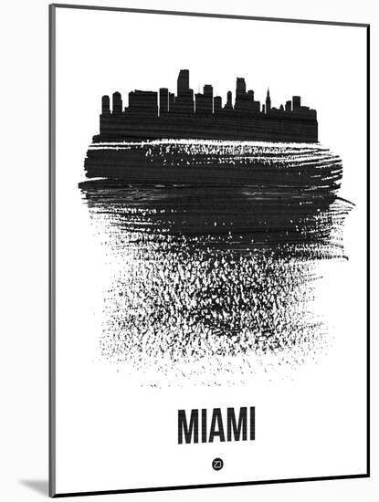 Miami Skyline Brush Stroke - Black-NaxArt-Mounted Art Print