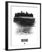 Miami Skyline Brush Stroke - Black-NaxArt-Framed Art Print