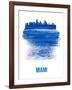 Miami Skyline Brush Stroke - Blue-NaxArt-Framed Art Print