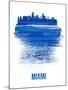 Miami Skyline Brush Stroke - Blue-NaxArt-Mounted Art Print