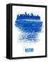 Miami Skyline Brush Stroke - Blue-NaxArt-Framed Stretched Canvas