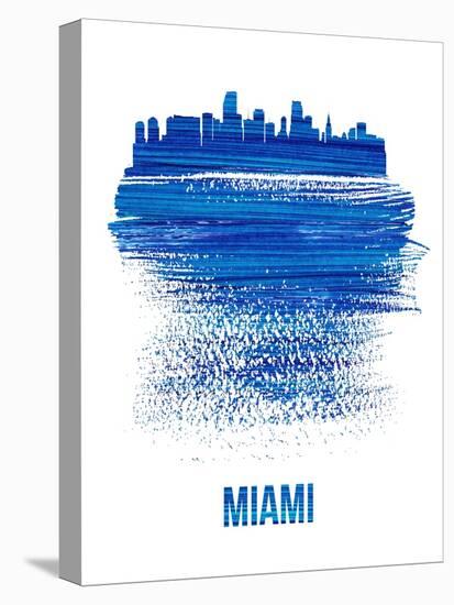 Miami Skyline Brush Stroke - Blue-NaxArt-Stretched Canvas