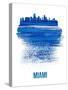 Miami Skyline Brush Stroke - Blue-NaxArt-Stretched Canvas