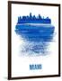 Miami Skyline Brush Stroke - Blue-NaxArt-Framed Art Print