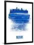 Miami Skyline Brush Stroke - Blue-NaxArt-Framed Art Print