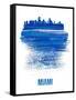 Miami Skyline Brush Stroke - Blue-NaxArt-Framed Stretched Canvas