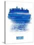 Miami Skyline Brush Stroke - Blue-NaxArt-Stretched Canvas