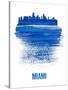 Miami Skyline Brush Stroke - Blue-NaxArt-Stretched Canvas