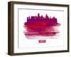 Miami Skyline Brush Stroke - Red-NaxArt-Framed Art Print