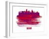 Miami Skyline Brush Stroke - Red-NaxArt-Framed Art Print