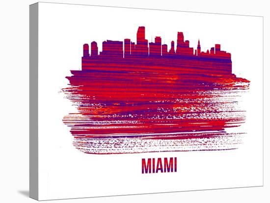 Miami Skyline Brush Stroke - Red-NaxArt-Stretched Canvas