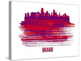 Miami Skyline Brush Stroke - Red-NaxArt-Stretched Canvas