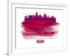 Miami Skyline Brush Stroke - Red-NaxArt-Framed Art Print